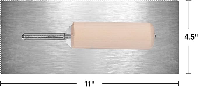 Capitol 115110 Professional Flooring Adhesive Trowel-1/16” x 1/16” x 1/16” Square-Notch, Silver/Light Wood