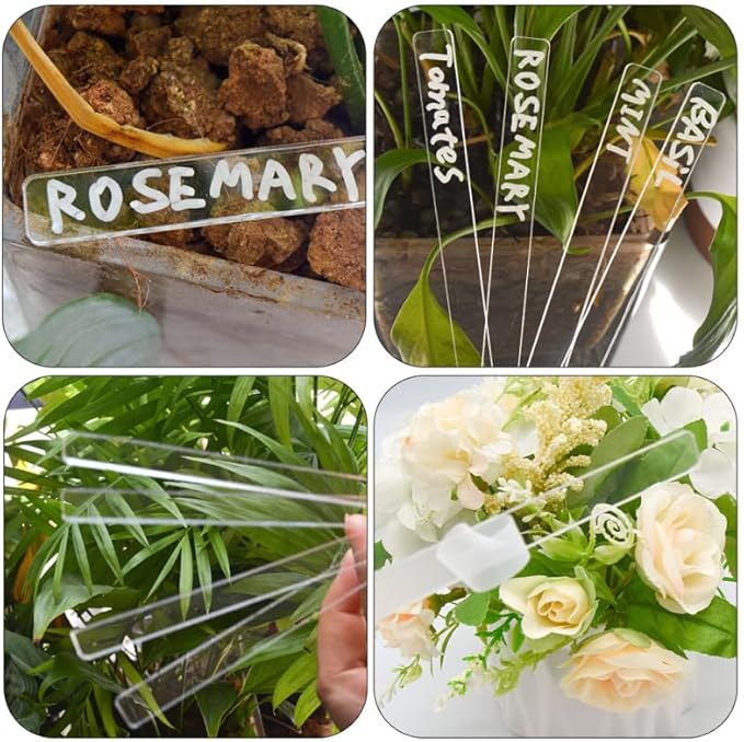 Garneck 72Pcs Acrylic Plant Labels DIY Garden Markers Waterproof Plant Tags Flower Id Stakes for Gardening Identifying Labels