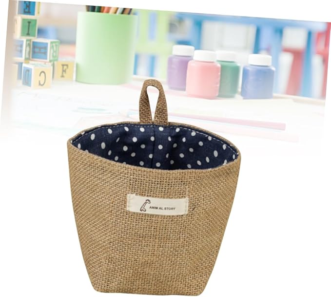 Mini Closet Bag Closet Hanging Bins Small Hanging Basket Wall Pocket Wall Hanging for Organizing Flower Pots Fabric Flower Pot Hanging Jute Bag Organizer Storage