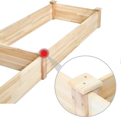 8x2ft Outdoor Wooden Raised Garden Bed,Elevated Planting Planter Box for Vegetables/Garden/Lawn/Patio,Natural Wood, 96 x 24 x 9in