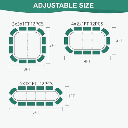 3 in 1 Galvanized Raised Garden Bed - 4x2x1ft Modular Garden Planter Bed Outdoor | Steel Raised Bed Kit with Bracing Rods, Gloves for Gardening Vegetables Fruits and Flowers (Green)