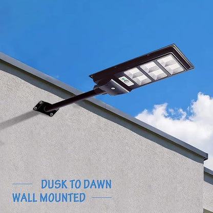 2 Pack Solar Street Light Outdoor with Motion Sensor, 10000LM Dusk to Dawn Solar Flood Lights IP66 Waterproof LED Security Light for Parking Lot, Yard, Street, Basketball Court