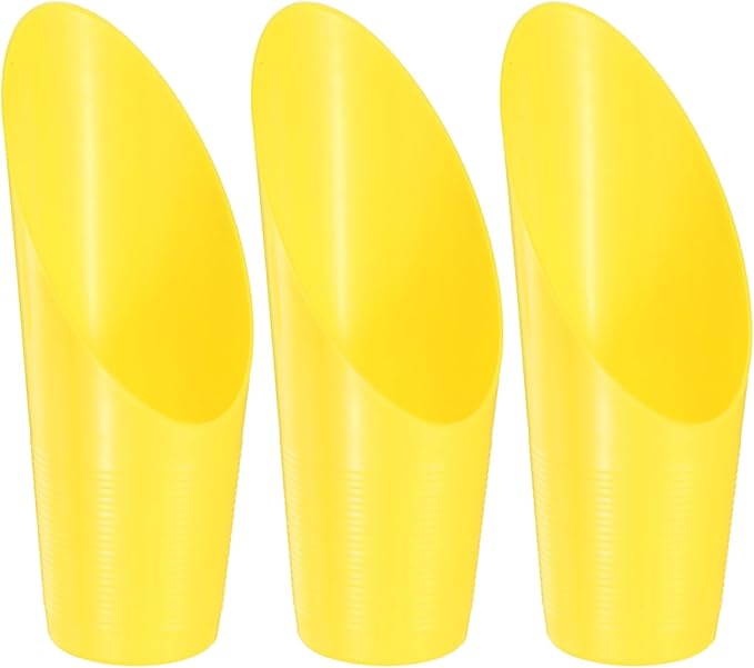 3-Pack Bonsai Soil Scoops, Plastic Garden Soil Scoops Bucket Shovel Potting Scoopers for Transplanting/Flower Planting/Plant Succulent, Colorful Small Gardening Tools [Yellow]