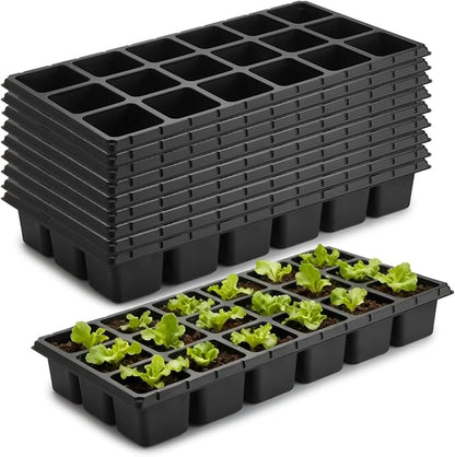 10 Pack 18 Cell Seed Starter Trays - 2.9 "Deep 3 Inch Big Cell Plastic Nursery Trays, 20" x 10", for 1020 Flat Trays Seed Germination, Planting Seedlings & Propagation