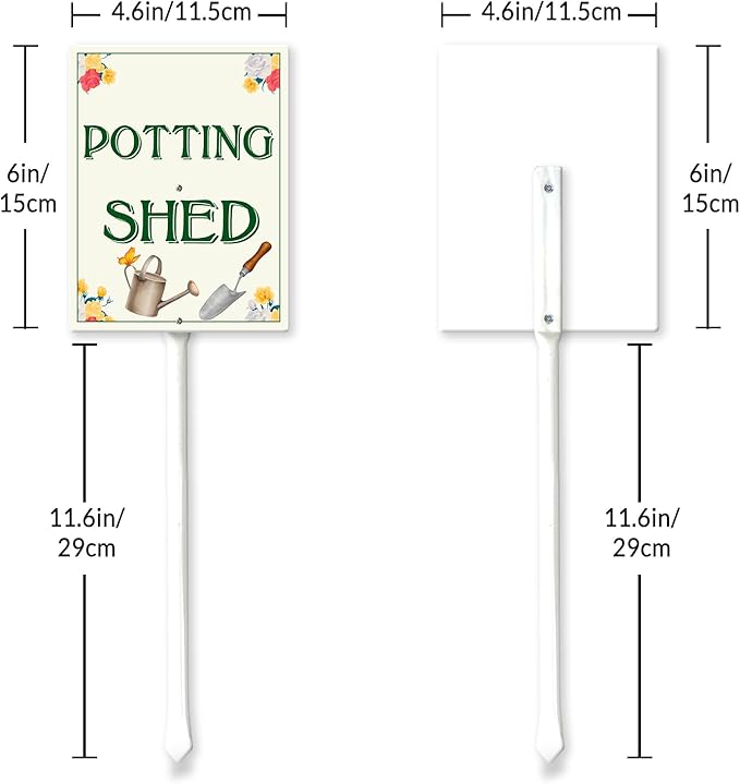 Garden Sign With Stake Potting Shed Aluminium Sign 6X4.6Inch Wildflower Sign Flower Sign Funny Garden Décor Aluminium Sign Gardening Gifts And 11.6" Stake Kit