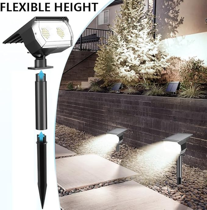 Solar Spot Lights Outdoor,IP65 Waterproof 48LED Path Lights with 3 Lighting Modes, Garden Yard Pathway Pool Wall Lights (Cool White, 6 Pack)