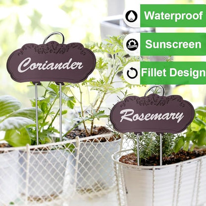 Metal Plant Labels, Tall Outdoor Garden Markers for Flowers, Fruits and Vegetables, 304 Stainless Steel Weatherproof Signs (25 Pack, 4" x 1.9", Purplish Red)