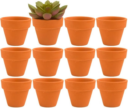 Mini Terracotta Clay Flower Pots 2 inch with Drainage Holes for for Tiny Cactus Herb lithop,Small Succulent Planter Nursery Plant Pot for Home Garden Table DIY Hand Craft Gift Decoration-12 Pack