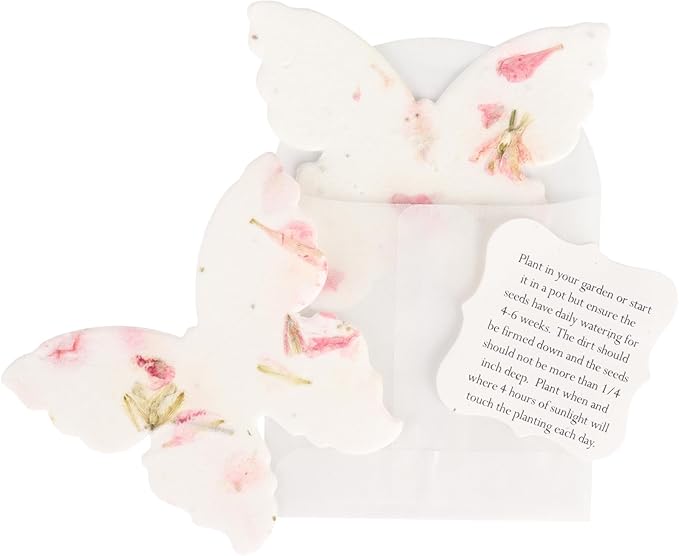 Set of 24 Pink Butterfly Seed Paper – Writable & Plantable Wildflower with Envelopes & Planting Guides, Gift for Moms or Plant Lovers for Mother’s Day, Party Favors for Weddings & Showers