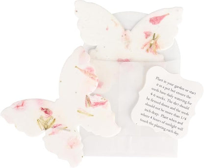Set of 24 Pink Butterfly Seed Paper – Writable & Plantable Wildflower with Envelopes & Planting Guides, Gift for Moms or Plant Lovers for Mother’s Day, Party Favors for Weddings & Showers