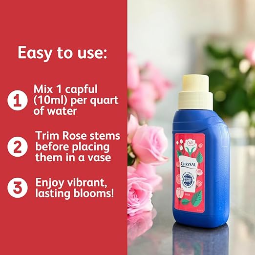 Chrysal Cut Flower Rose Food (10ml/L Bottle) - Floral Supplies for Fresh Flowers - Increases Vase Life - Ideal Florist Supplies (3 Pack)