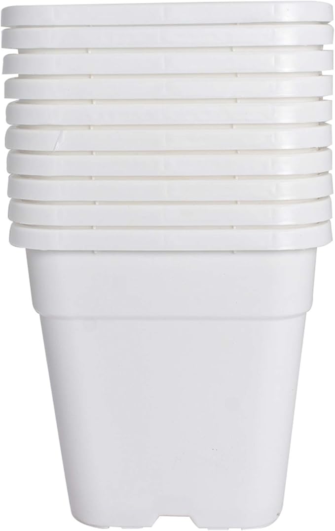 Plant Pots Flower Pot 10-Pack 1 Gallon Planter Nursery Pot Garden Seedling Planters Containers Plastic Injection Molded Pots with Drainage Holes for Outdoor Indoor Plants Vegetables, White