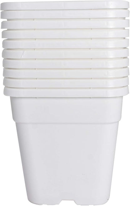Plant Pots Flower Pot 10-Pack 1 Gallon Planter Nursery Pot Garden Seedling Planters Containers Plastic Injection Molded Pots with Drainage Holes for Outdoor Indoor Plants Vegetables, White