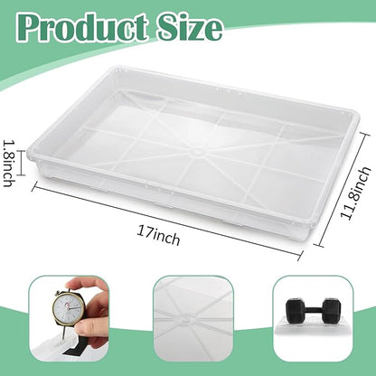 Clear Seed Starter Trays 5 Pack(17"x11"x2"), Reusable Plastic Carrying Seedling & Nursery Trays, Durable Flat Pots Trays, Transparent Square Tray for Planting and Collecting Drainage Water