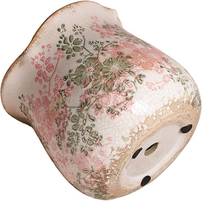 Ceramic Pots for Plants, Vintage Plant Pot with Drainage Hole, 6.11in. Planter for Indoor Plants, Crackle Glaze Finish Flower Pot, Perfect Tuscan Ceramic Planter for Gardening, Pastel Meadow