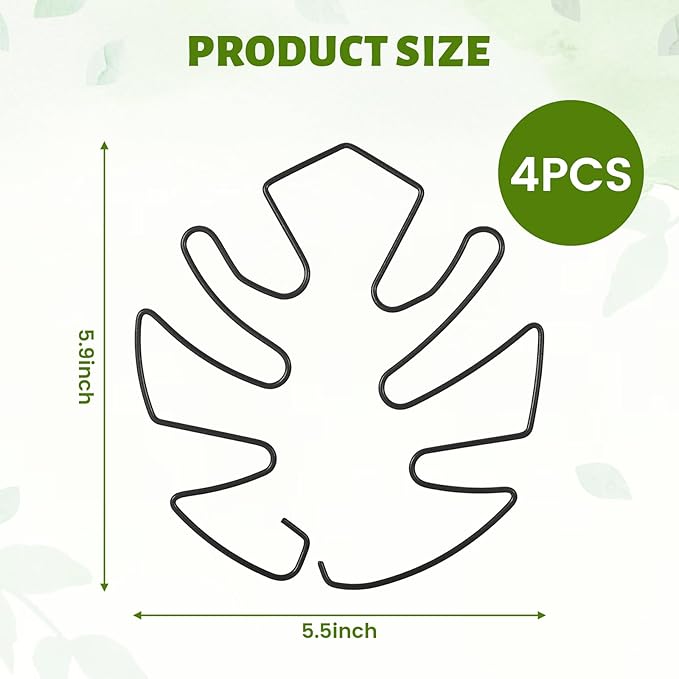 4 PCS Monstera Plant Support, Plant Support Stakes for Indoor Plants Plant Stem Support Metal Monstera Plant Stabilizer Holder Plant Clips for Climbing Plants Support for Thriving Growth