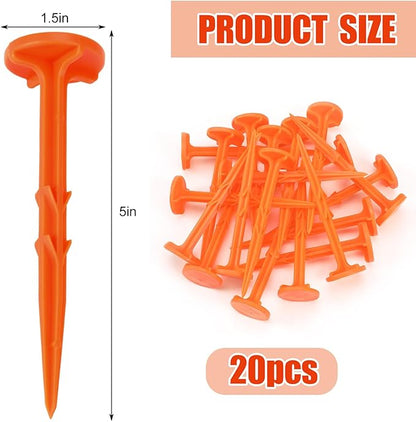 Nuanchu 20 Pcs 5 Inch Low Profile Survey Stakes Hi-vis Garden Property Line Marker Stakes for Lawn Edges, Patios, Gardens, Paver Landscape Fabric Tarps Weed Barriers (Orange,5 x 1.5 Inches)