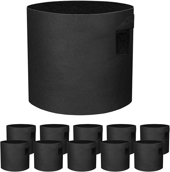 10 Pack 3 Gallon Grow Bags - Black Breathable Fabric Pots Heavy Duty Aeration Fabric Pots Thickened Nonwoven Fabric Pots Plant Grow Bags with Handle