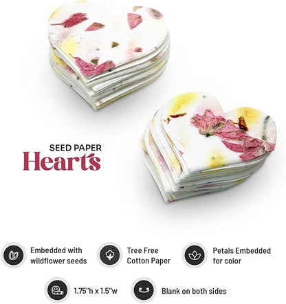 50pcs Small Pink & Yellow Heart Seed Paper – Plantable & Writable Wildflower Seed Paper, Gift for Mom This Mother’s Day, Use for Shower Favors, Weddings, Heart Party Favors or Life Events