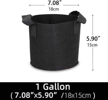 Grow Bags,Growing Pot Bags Garden Grow Bag Indoor Outdoor Fabric Aeration Plant Pot Container Flower Vegetable Pouch (Black,1 Gallon)