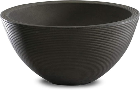 Crescent Garden Delano Bowl Planter, Indoor Outdoor Round Shallow Plant Pot for Water Garden, Bonsai Plant Pots, Succulents with Drain Hole - Double Walled Bowl Lotus Pot, 16" W (Old Bronze)