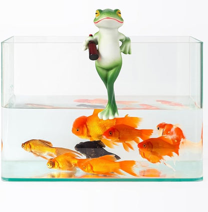 HPMAISON Miniature Frog Figurines Plant Decorations for Pots Resin Garden Frog Statue Cute Planter Hugger for Pot Fish Tank Mini Outdoor Yard Patio Fairy Garden Statue Desk Ornament 2.4X 5.1x1.6 in