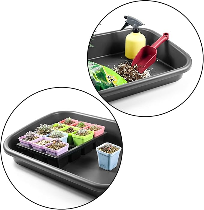 Luwint Garden Tidy Potting Tray, Plant Reportting Tray for Indoor Transplanting Gardening Planting Accessories Large Succulent Table (Black)