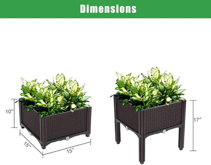 Raised Garden Beds, Planter Box, Self-Watering Plastic Planter for Indoor Outdoor Vegetables, Fruits, Potato, Flowers (6 Pcs)