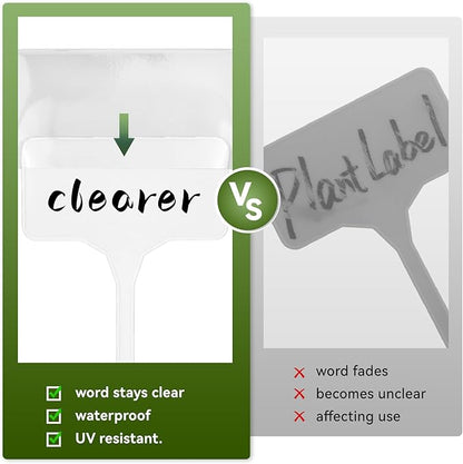 65 Pack Tall Plant Labels, 11.4 Inch Large Waterproof Garden Labels T-Type Tags with Protective Cover, Durable Yard Sign Stakes for Plant Outdoor Herbs Flowers Vegetables Nursery Use (White)