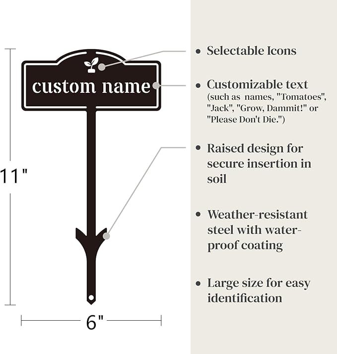 Herb Garden Markers Plant Labels - Customized Metal Gardens Labels Plant Markers Signs for Vegetables - Garden Tags Plant Name Stakes (6 PCS)