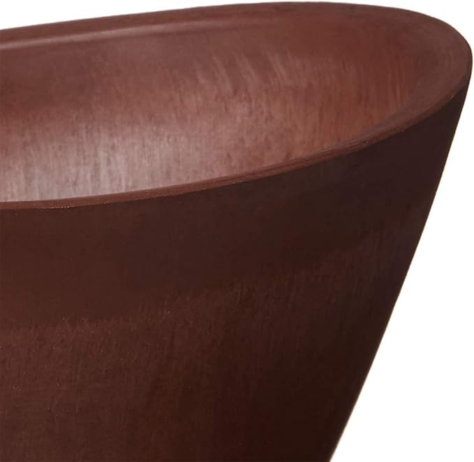 PSW Pot Collection YB41TCB Plastic/Stone/Wood Composite Curved Planter Pot – No Drainage Hole (Drillable), for Indoor and Outdoor Plants and Gardens, 16-inch, Terra Cotta Color