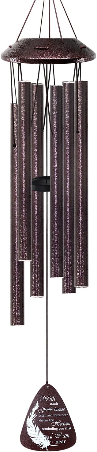 Memorial Wind Chimes for Loss of Loved One – Sympathy Wind Chime with Saying “with Each Gentle Breeze” – Remembrance Bereavement Gift for Garden, Patio, or Outdoor Decor