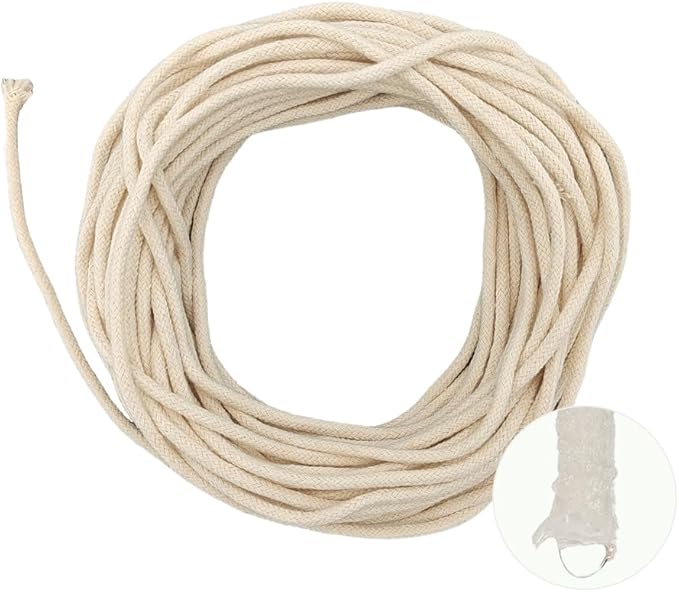 49.2 feet 1/6 Inch Natural White Self Watering Wick Cord Automatic Watering Cotton Rope System Hydroponic Wicking for Vacation Plant Care Capillary Wicks for Self Watering Planters and Pot