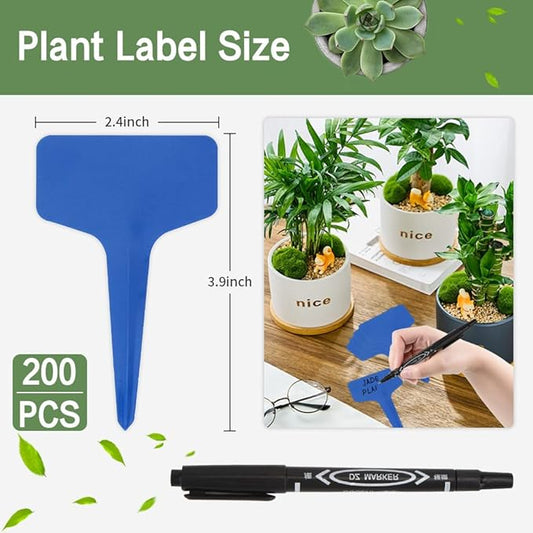Plant Labels,200pcs Plant Tags,Blue Plant Markers,Gardening Supplies,Garden Labels Outdoor Waterproof,Garden Markers,Plastic Plant Labels for Seedlings,Garden Accessories for Outside,Plant Nursery
