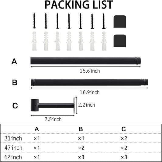 Plant Hanging Rod, 62 Inch Plant Hanger Indoor for Window Ceiling, Heavy Duty Hanging Planters for Indoor Plants, Black Wall Plants Holder, Window Plants Shelves Pot/Chain/Plant Not Included