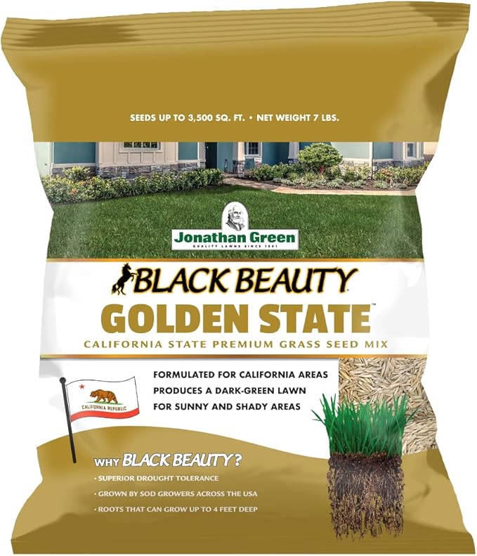 Jonathan Green (10701) Black Beauty Golden State California Grass Seed (Made for California) - Cool Season Lawn Seed (7 lb)