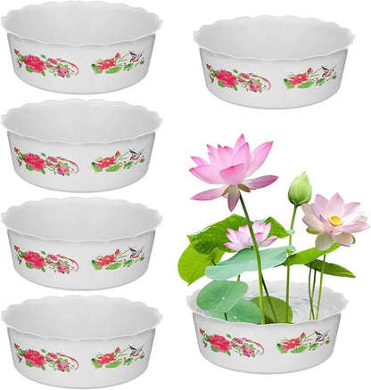 6pcs Hydroponic Planter Lotus Flower Pot 6.7 Inch Water Lily Narcissus Planting Bowls Plastic Flower Pot Plant Container Fish Bowl Plant Succulent Holder Pot