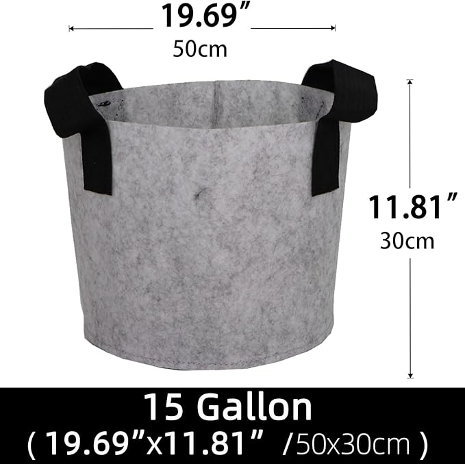 Grow Bags,Growing Pot Bags Garden Grow Bag Indoor Outdoor Fabric Aeration Plant Pot Container Flower Vegetable Pouch (Light Gray,15Gallon)