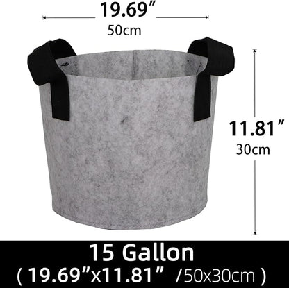 Grow Bags,Growing Pot Bags Garden Grow Bag Indoor Outdoor Fabric Aeration Plant Pot Container Flower Vegetable Pouch (Light Gray,15Gallon)