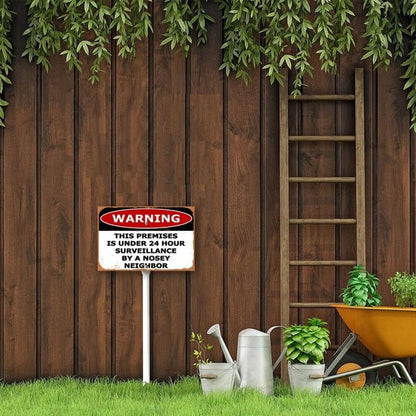 8 x 12 inch Surveillance by A Nosy Neighbor Yard Sign Stakes Outdoor Lawn Yard Signs
