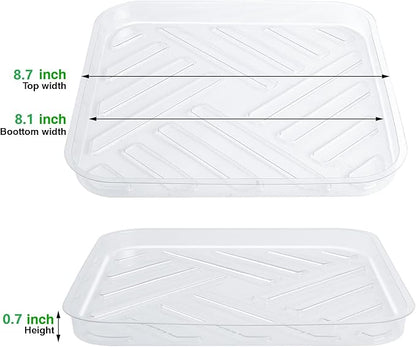 Idyllize 5 Pack 8.5 Inch of Plastic Plant Saucer, Square Clear Drip Trays for Indoors & Outdoor Plants, Durable Thick Saucer for Flower Pot (8.5")