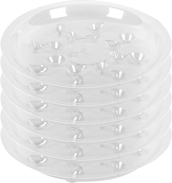 6 Pack Heavy Duty Clear Plastic Plant Saucer Sturdy Pot Tray Plant Drip Trays Drip Trays for pots,Plant Water Catcher Tray,Flower Pot Saucer Water Drainage Tray Floor Protector (10 INCH)