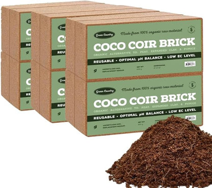 Premium Coco Coir Bricks - 12 Pack | Compressed Coconut Husk Fiber | Potting, Seed Starting, Hydroponics, Soil Amendment | Indoor & Outdoor Plants | Spring Gardening
