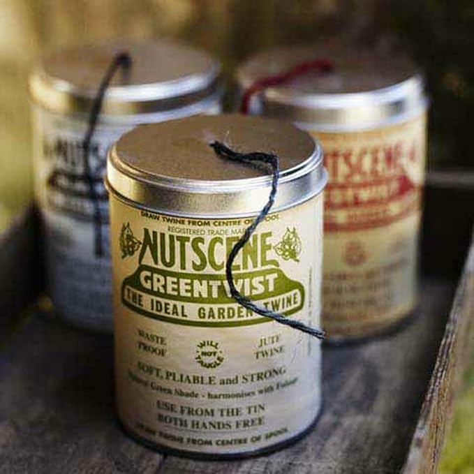 NUTSCENE Iconic Tin (Tin ‘O’ Twine) with Their Heritage Scottish Jute Twine and Hole in Top for Easy Dispensing. 14+ Colors to Choose from. 164 Yards. (Indigo Violet (Purple))