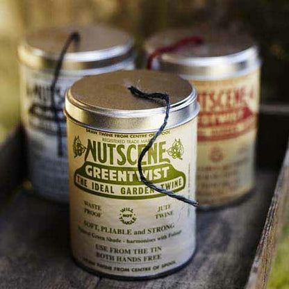 NUTSCENE Iconic Tin (Tin ‘O’ Twine) with Their Heritage Scottish Jute Twine and Hole in Top for Easy Dispensing. 14+ Colors to Choose from. 164 Yards. (Indigo Violet (Purple))