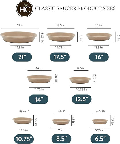 The HC Companies Flower Pot Saucers - Plastic Plant Saucer for Outdoors & Indoors - Traditional Design Plant Pot Trays for Water Drainage - Durable & Stylish Round Plant Tray (16-inch Sandstone)