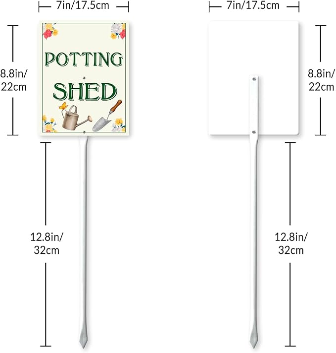 Garden Sign With Stake Potting Shed Aluminium Sign 7X8.8Inch Wildflower Sign Flower Sign Funny Garden Décor Aluminium Sign Gardening Gifts And 12.8" Stake Kit