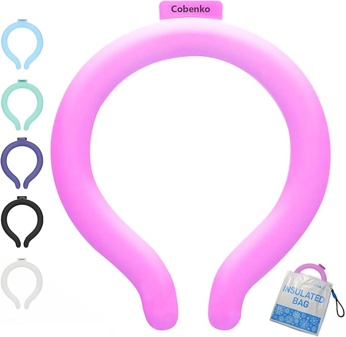 Neck Cooling Tube with Cold Insulated Bag,Reusable 18℃/64℉ Ice Neck Ring Wearable Body Cooling Products for Summer (Rose)