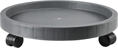 9.8 Inch Planter Caddies Rolling Saucer Caddy with Wheels, Heavy Duty Wheeled Stand for Potted Plant, Round Coaster Roller Base Tray with Casters, Flower Pot Dolly Holder for Indoor Outdoor