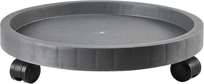 15.5 Inch Planter Caddies Rolling Saucer Caddy with Wheels, Heavy Duty Wheeled Stand for Potted Plant, Round Coaster Roller Base Tray with Casters, Flower Pot Dolly Holder for Indoor Outdoor